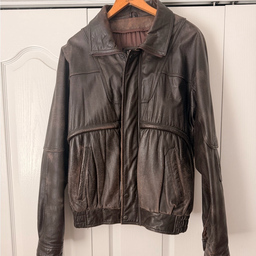 U2 Wear Me Out Dark Brown Leather Bomber Jacket